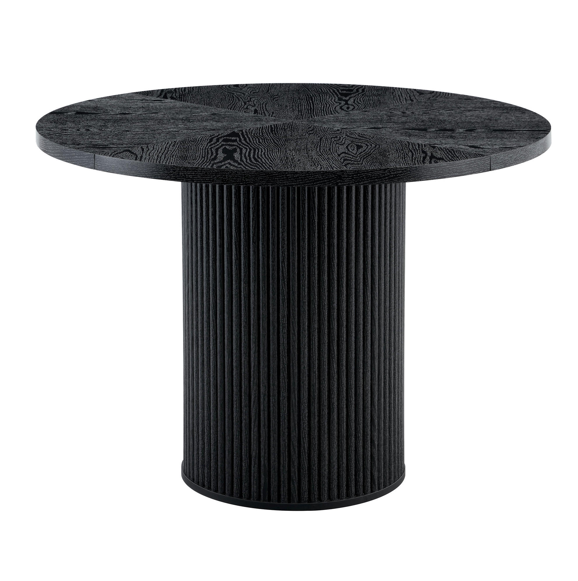 ESSTISCH aus MDF und Metall 100x100x76 cm Schwarz mit 4-Segment-Tischplatte und zylindrischem Säulenbein - Schwarz, Holzwerkstoff (100/100/76cm) - Modfu