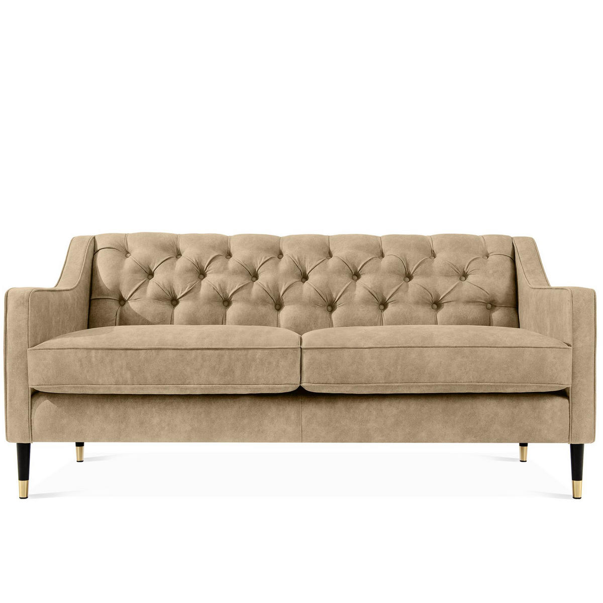 2-SITZER-SOFA NOMUS gesteppt, Hellbraun - Wengefarben/Hellbraun, Holzwerkstoff (170/78/80cm) - KONSIMO®