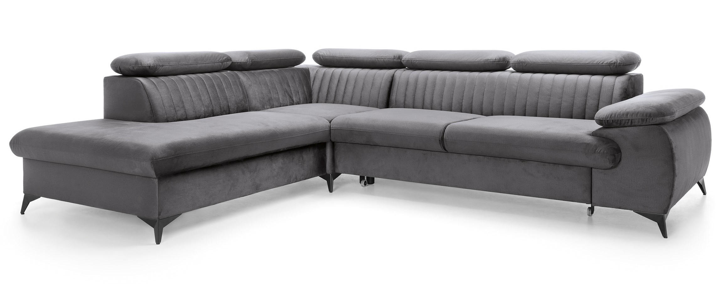 ECKSOFA 275 cm mit verstellbaren Kopfstützen Xanto L, Links, Dunkelgrau - Dunkelgrau, Holz (275/221cm) - Emporius