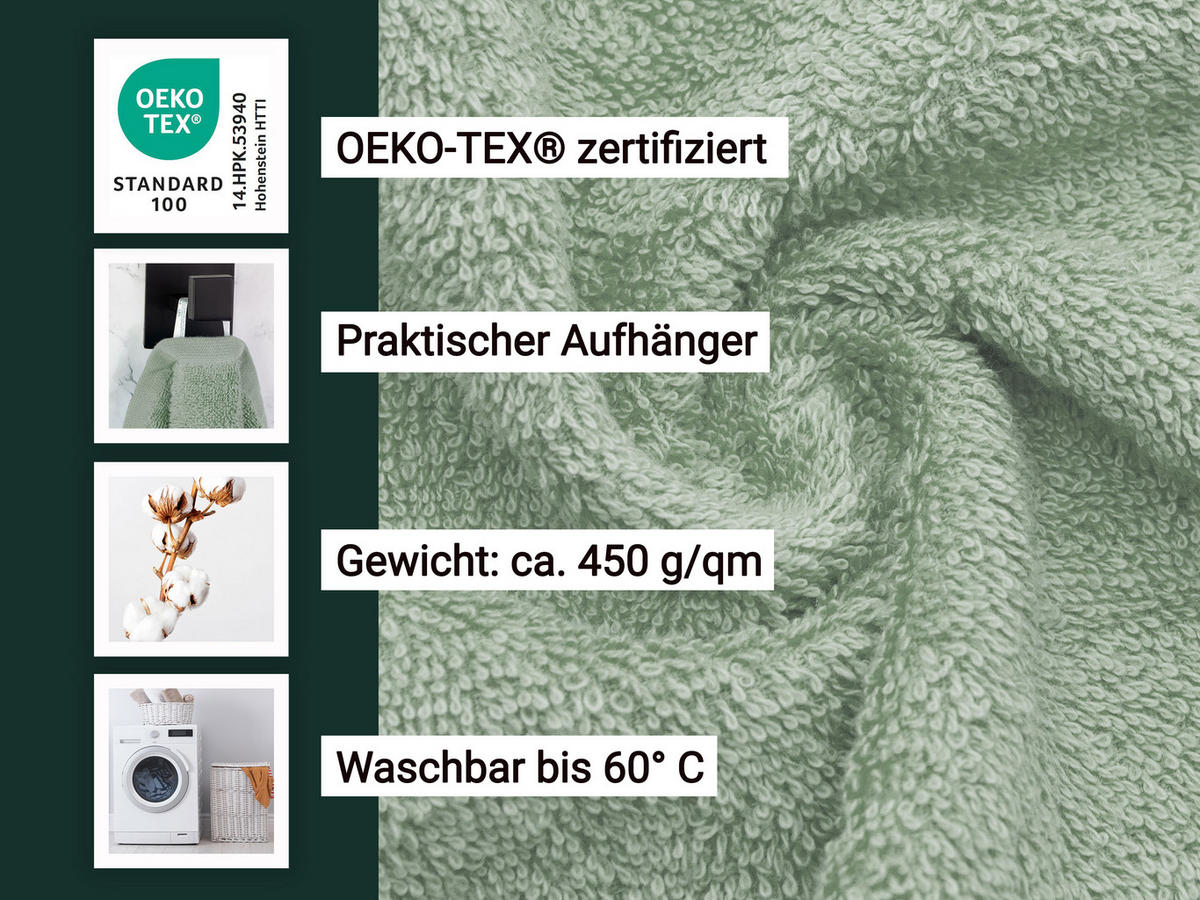 GÄSTETÜCHER, 10er-Set, 30x50 cm, 100% Baumwolle, Grün - Salbeigrün, Textil (30/50cm) - Zollner
