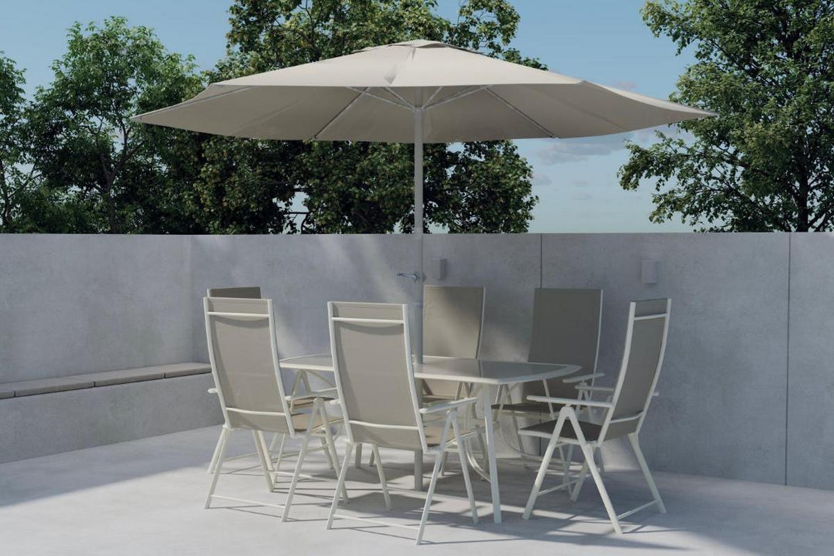 GARTENSET, Brekki, Tisch Beige, Glas, 90 x 150 x 73 cm, 7-teilig - Beige, Glas - ebuy24