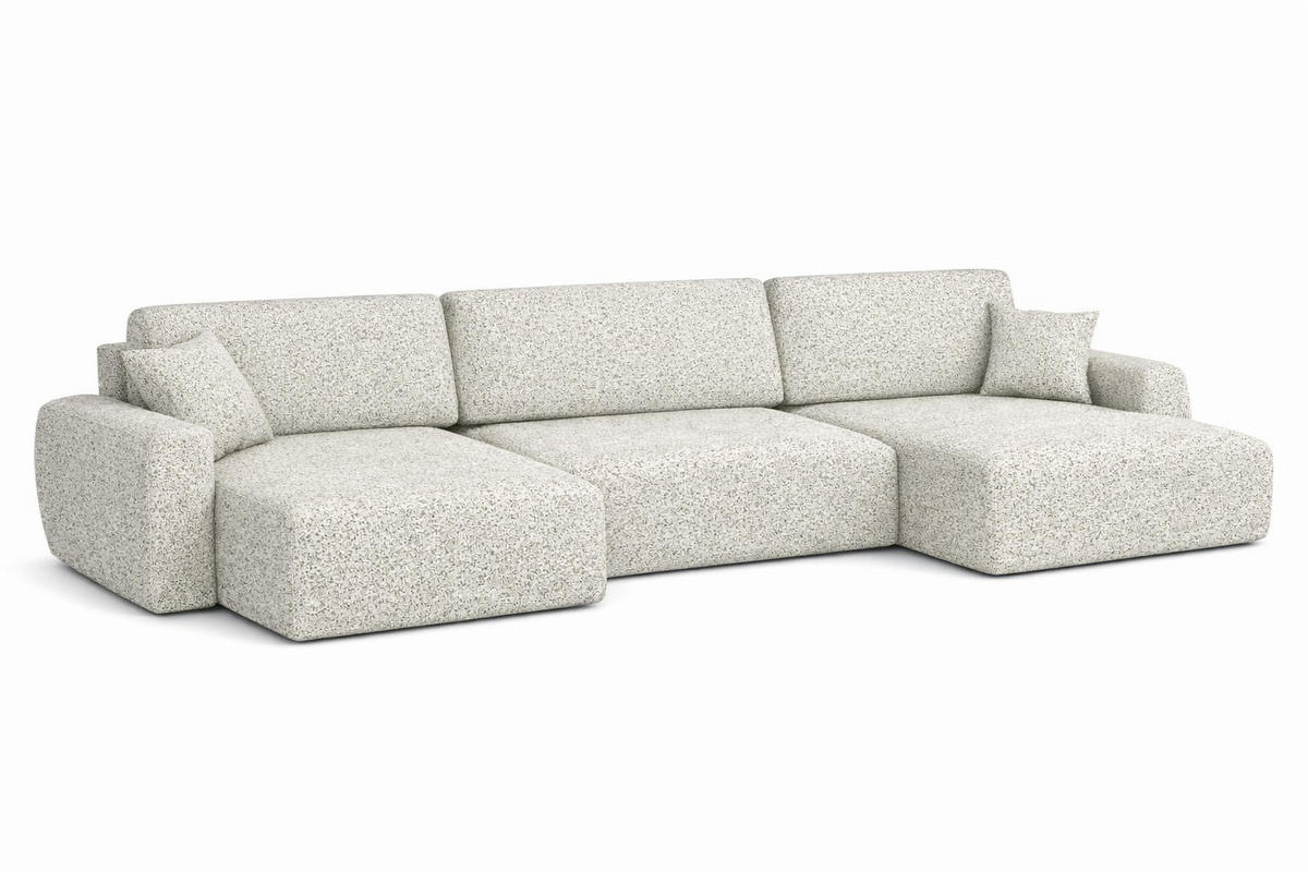 ECKSOFA Mit Schlaffunktion Und Bettkasten U-Form Ariel U, Chenille-Stoff Artico, Nata - Beige, Holz (342/142cm) - Kaiser Möbel