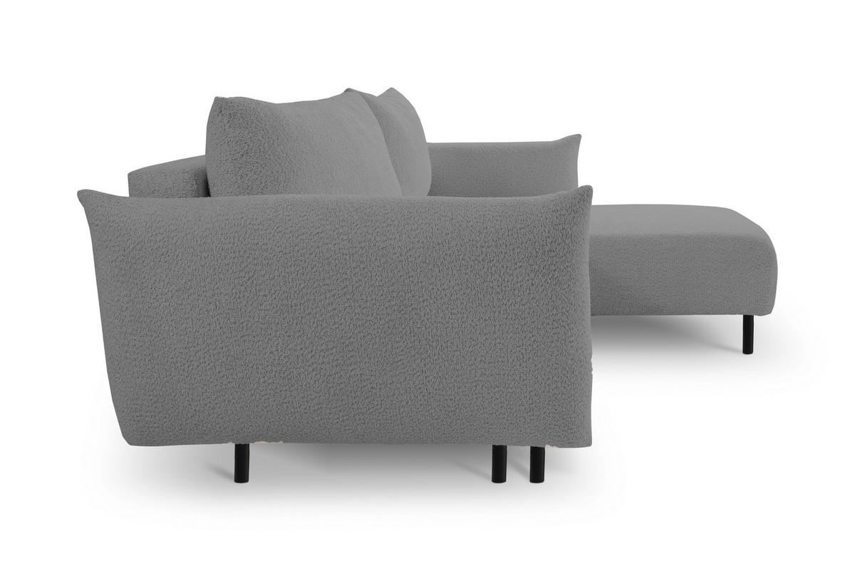 ECKSOFA ADEL mit Schlaffunktion und Bettkasten, L-förm, Metallbeine, verstellbar lose Rückenkissen, freistehend, RECHTS, 257x171x90 cm, Light Grey - Hellgrau, Holz/Textil (257/171cm) - DomoHome