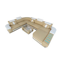 WOHNLANDSCHAFT Bellagio Sandbeige Weiß Büffelleder - Sandfarben, Leder (362/80/287cm)