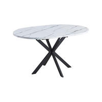 ESSTISCH Rund Marmor Weiß - Schwarz matt 100x75 cm - Schwarz/Weiß, Holzwerkstoff (100/100/75cm) - designimpex
