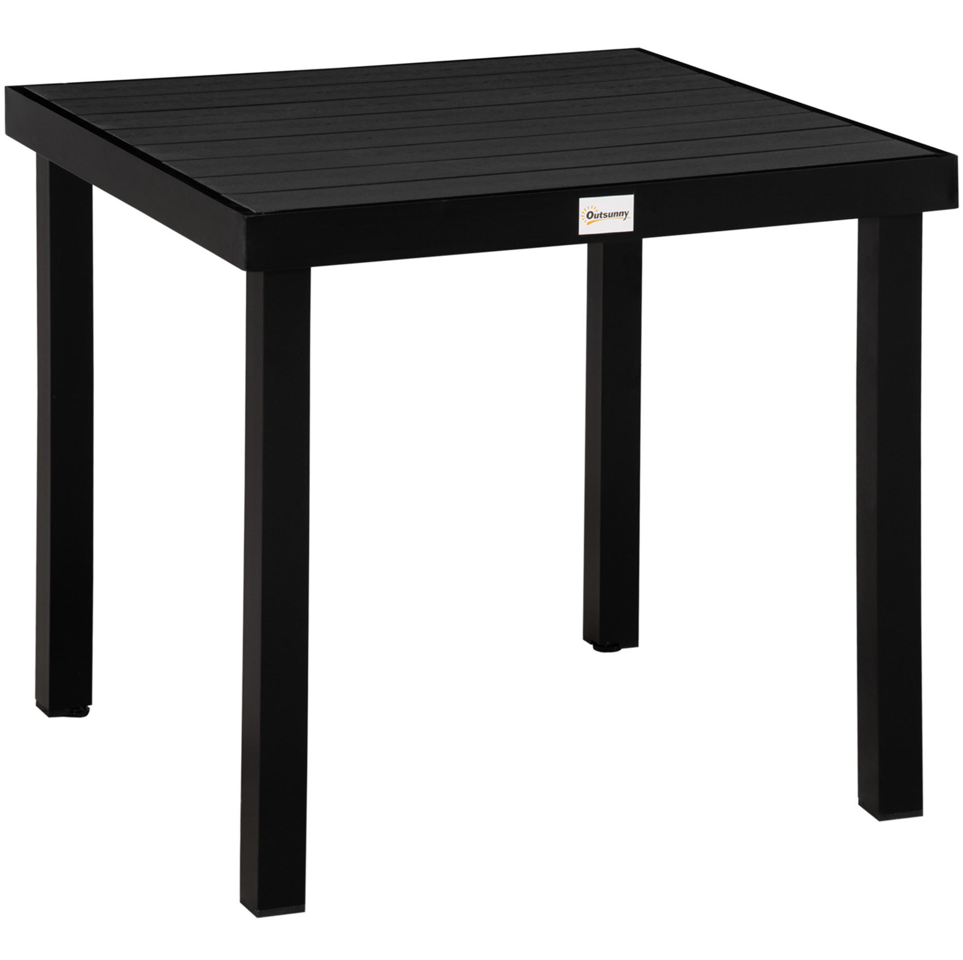 GARTENTISCH 78/78/74 cm schwarz aus Aluminium mit Holzwerkstoffoptik-Platte - Naturfarben, Metall (78/78/74cm) - OKWISH