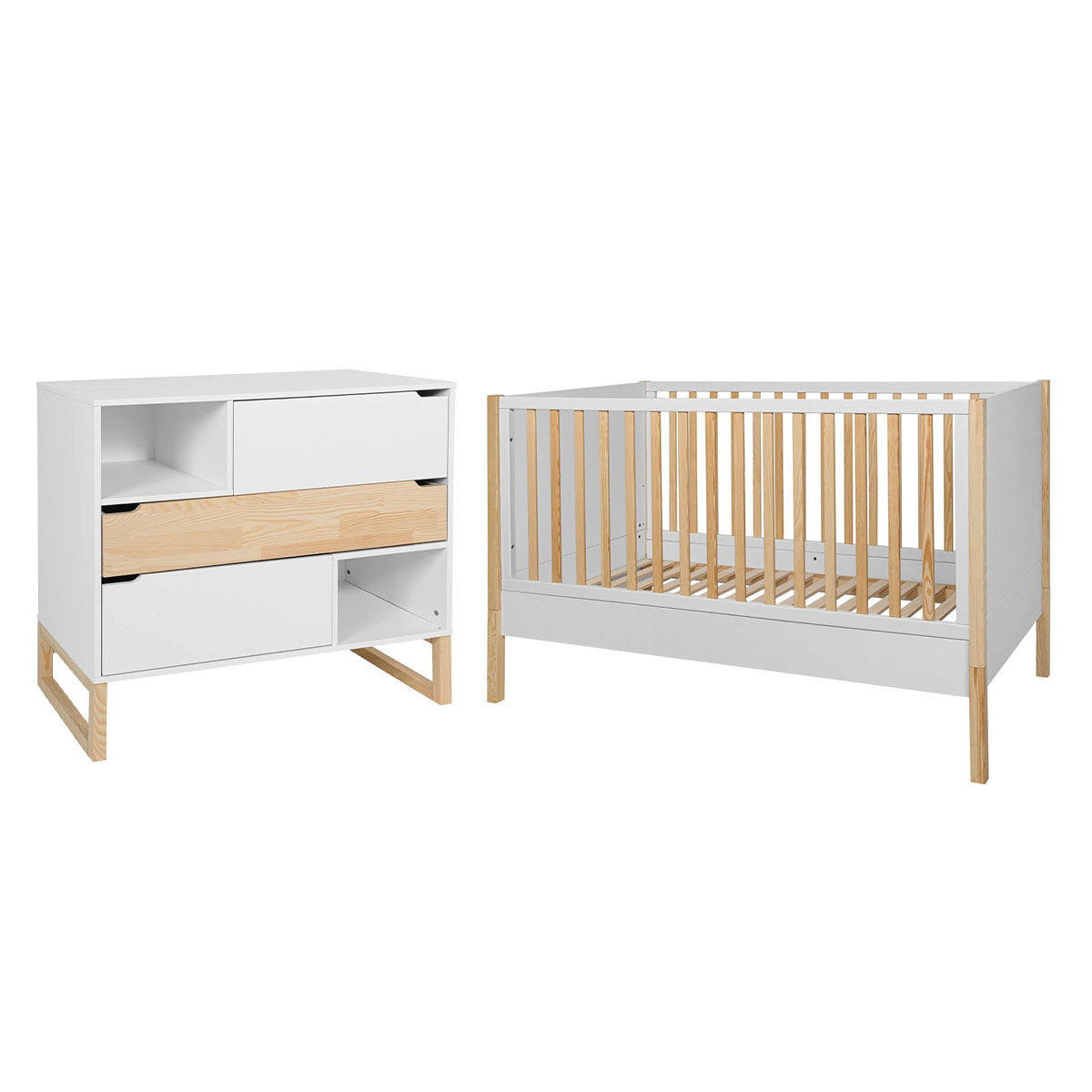 SOBA ZA BEBE 2-dijelniJuliette Bijelo i drvo - bijela, drvni materijal (147.5/91.5/77.5cm) - Petits-meubles