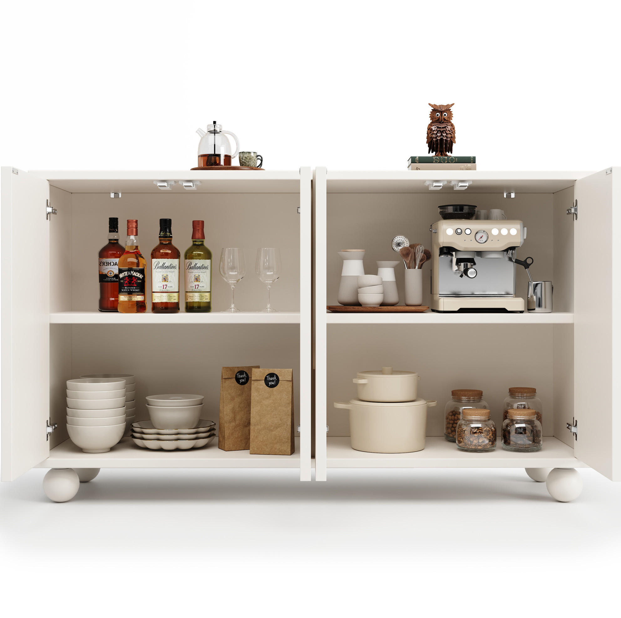 SIDEBOARD 120/35/71 cm Weiß aus MDF mit verstellbarem Einlegeboden - Weiß, Holzwerkstoff (120/71/35cm) - OKWISH