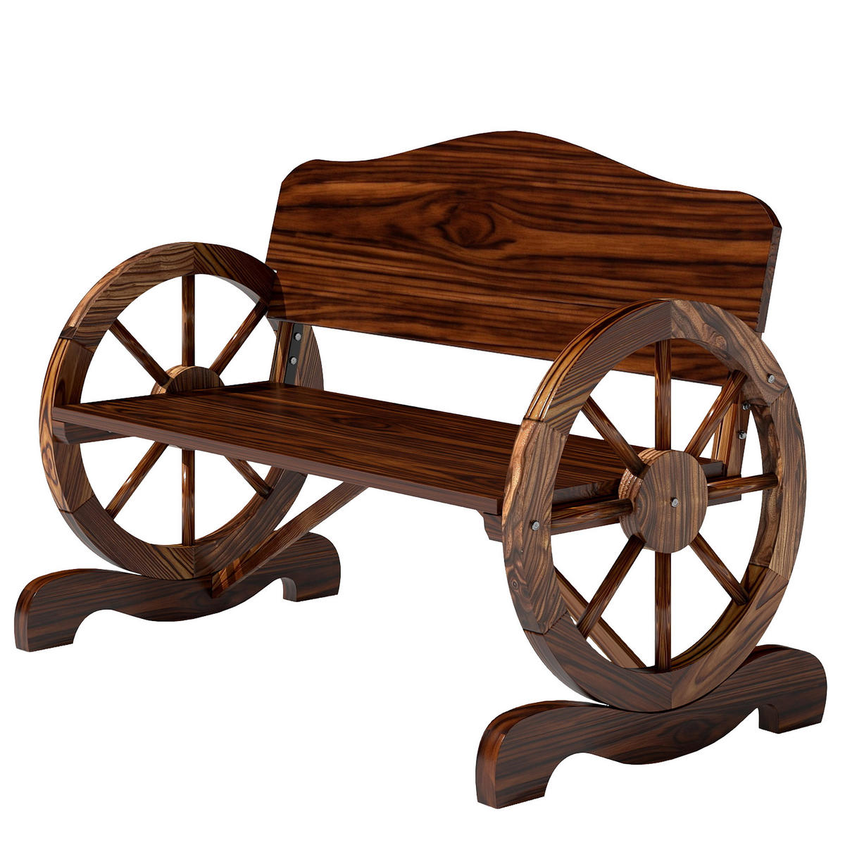 GARTENBANK DE-08290 mit Rad-Armlehnen, für 2 Personen Braun - Naturfarben, Holz (110/80/55cm) - ComfortXL
