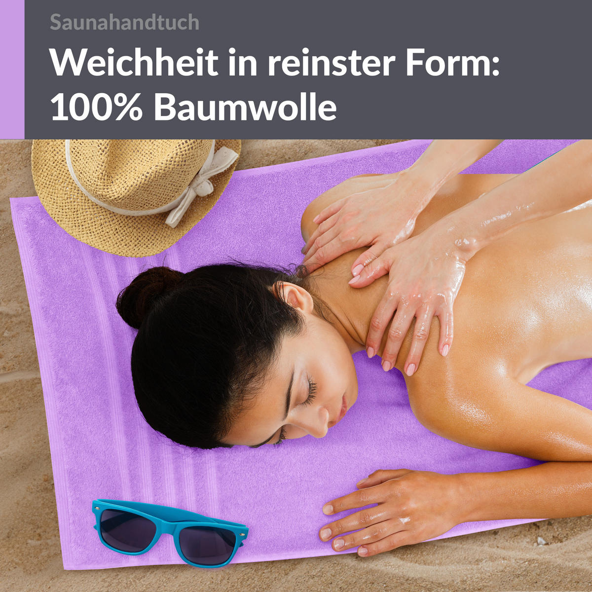 BADETUCH London Flieder Lila 100x200 cm - Flieder, Textil (100/200cm) - Lashuma