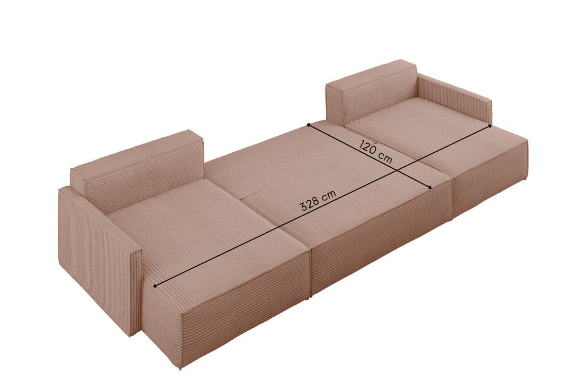 ECKSOFA Carlos Mit Schlaffunktion und Bettkasten Elegante Stoff Poso Rosa - Rosa, Holz/Textil (348/142cm) - Kaiser Möbel