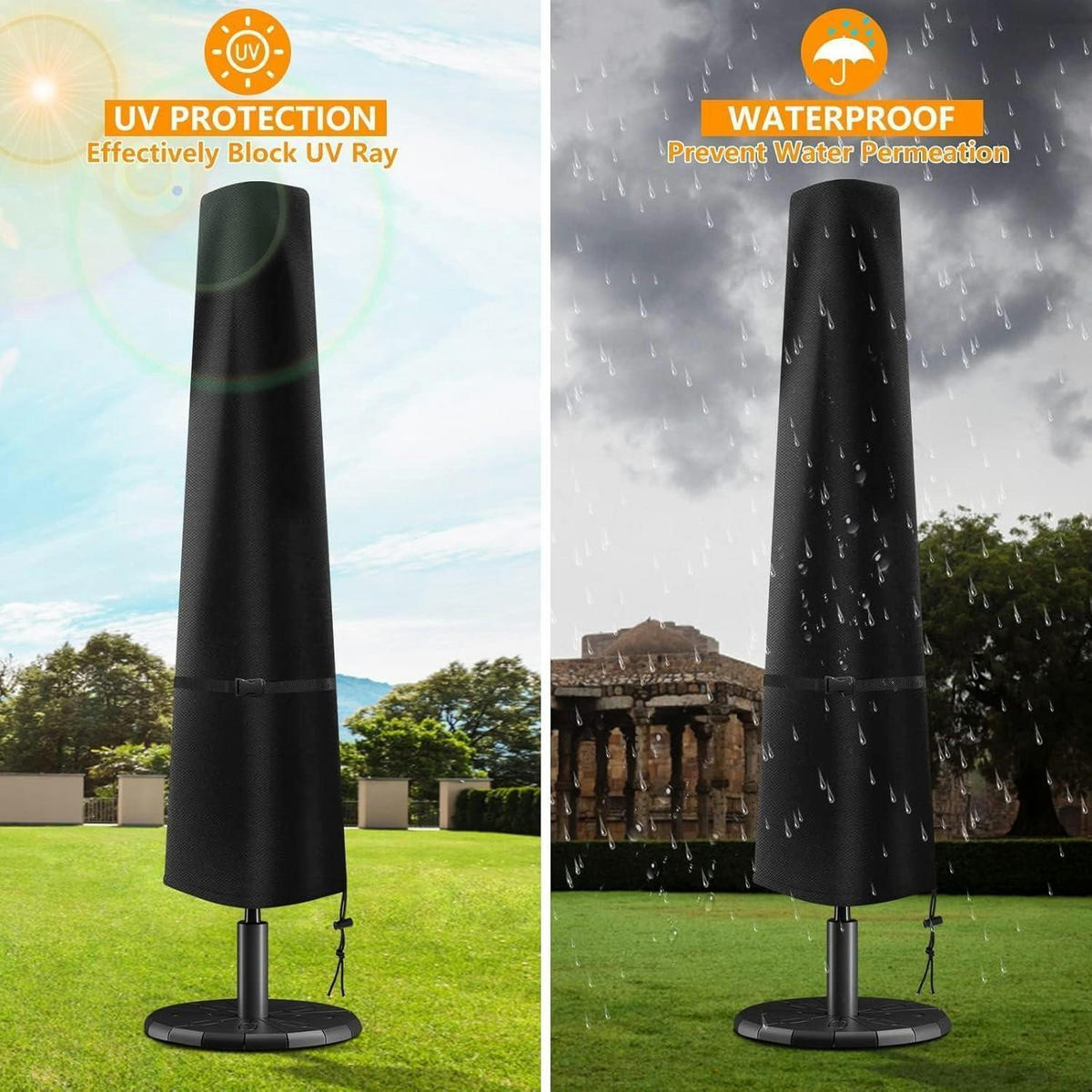 SONNENSCHIRM Schutzhülle 190 x 50/40/30 cm Wasserdicht 420D Oxford - Schwarz, Textil (40/190/40cm)