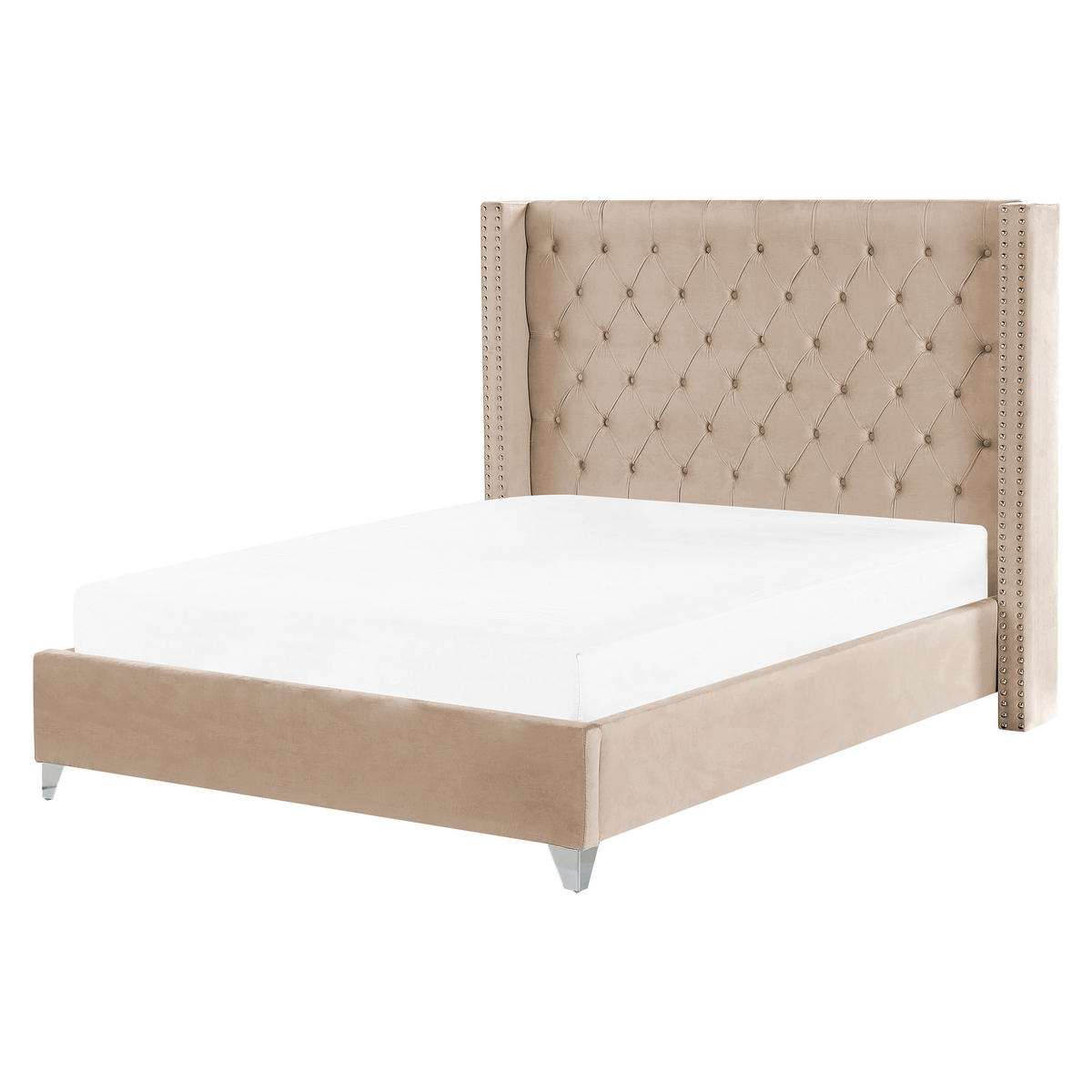 POLSTERBETT 160/200cm Beige Lubbon - Beige, Textil (160/200cm) - Beliani