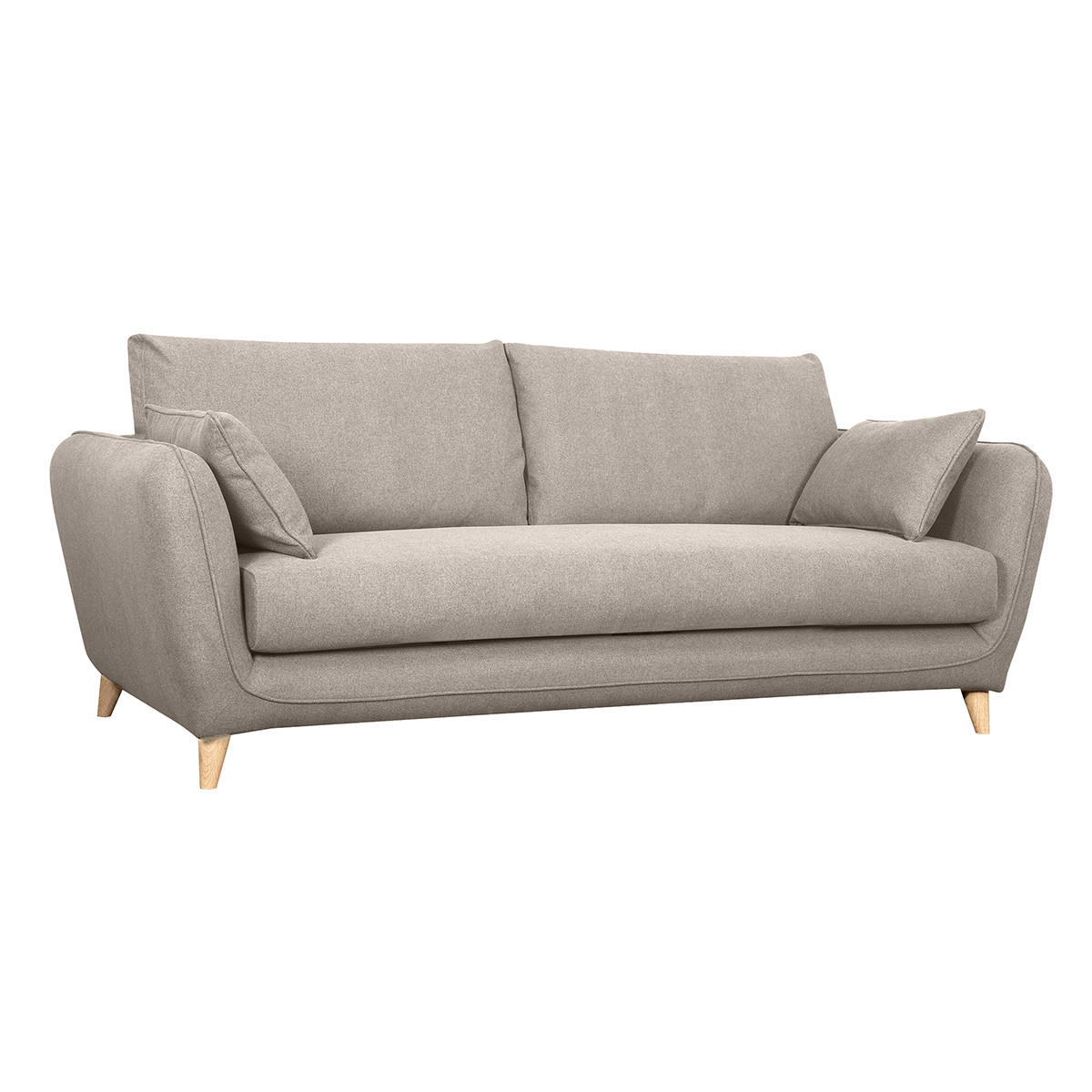 SCHLAFCOUCH Skandinavisch Beige Matratze 10cm 3-Sitzer CREEP - Beige, Textil (103/81/201cm) - Miliboo