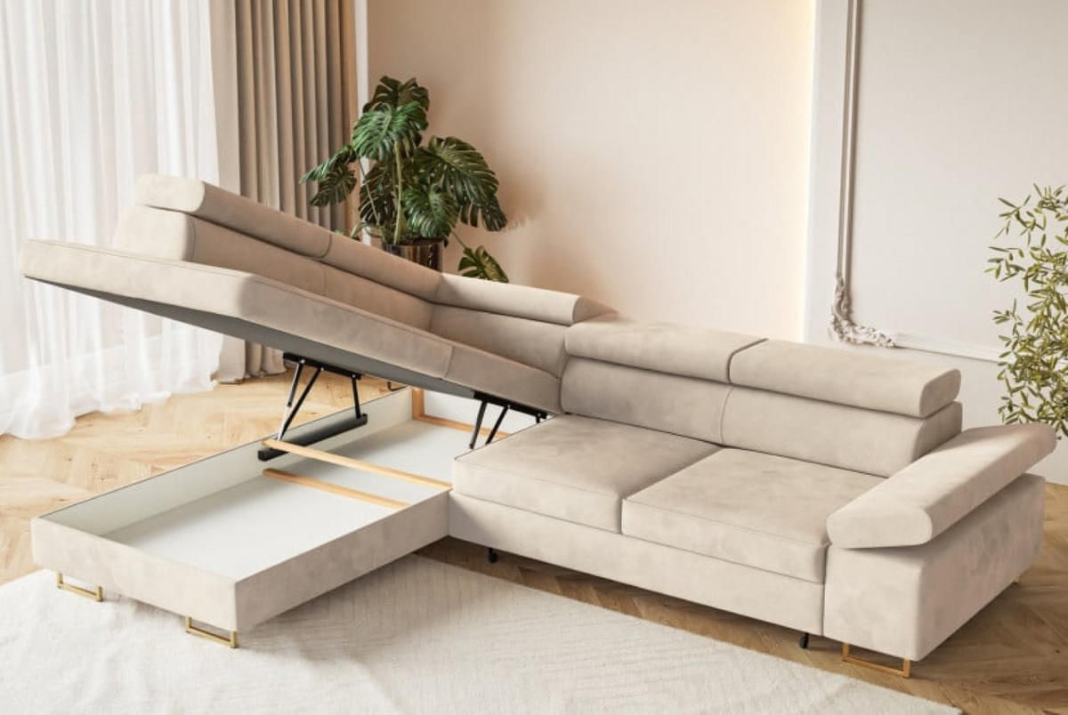 ECKSOFA Beige ALEX Mit Verstellbaren Kopfstützen Links - Beige, Textil (274/203cm) - Sepro Meble