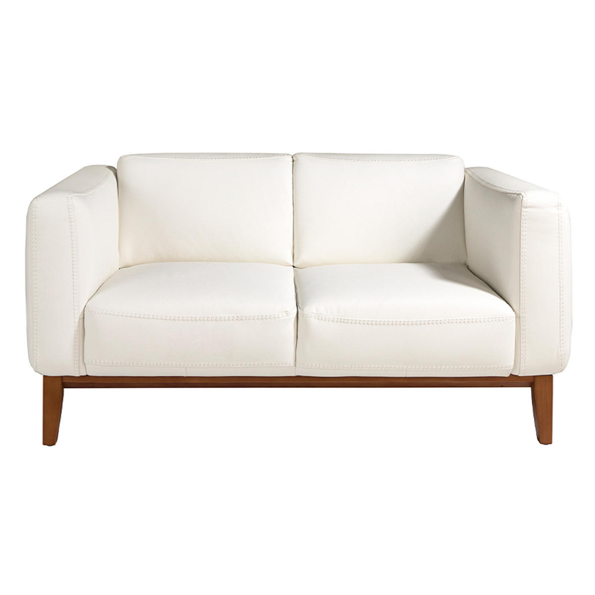 SOFA 2-Sitzer-Sofa aus weißem Leder 159/92/77 cm - Walnussfarben/Weiß, Leder (159/77/92cm) - ANGEL CERDA