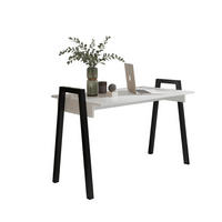 SCHREIBTISCH Frame Weiß, mit Schwarz Metallbeine - Schwarz/Weiß, Holzwerkstoff (680/1200/820cm) - Bettso