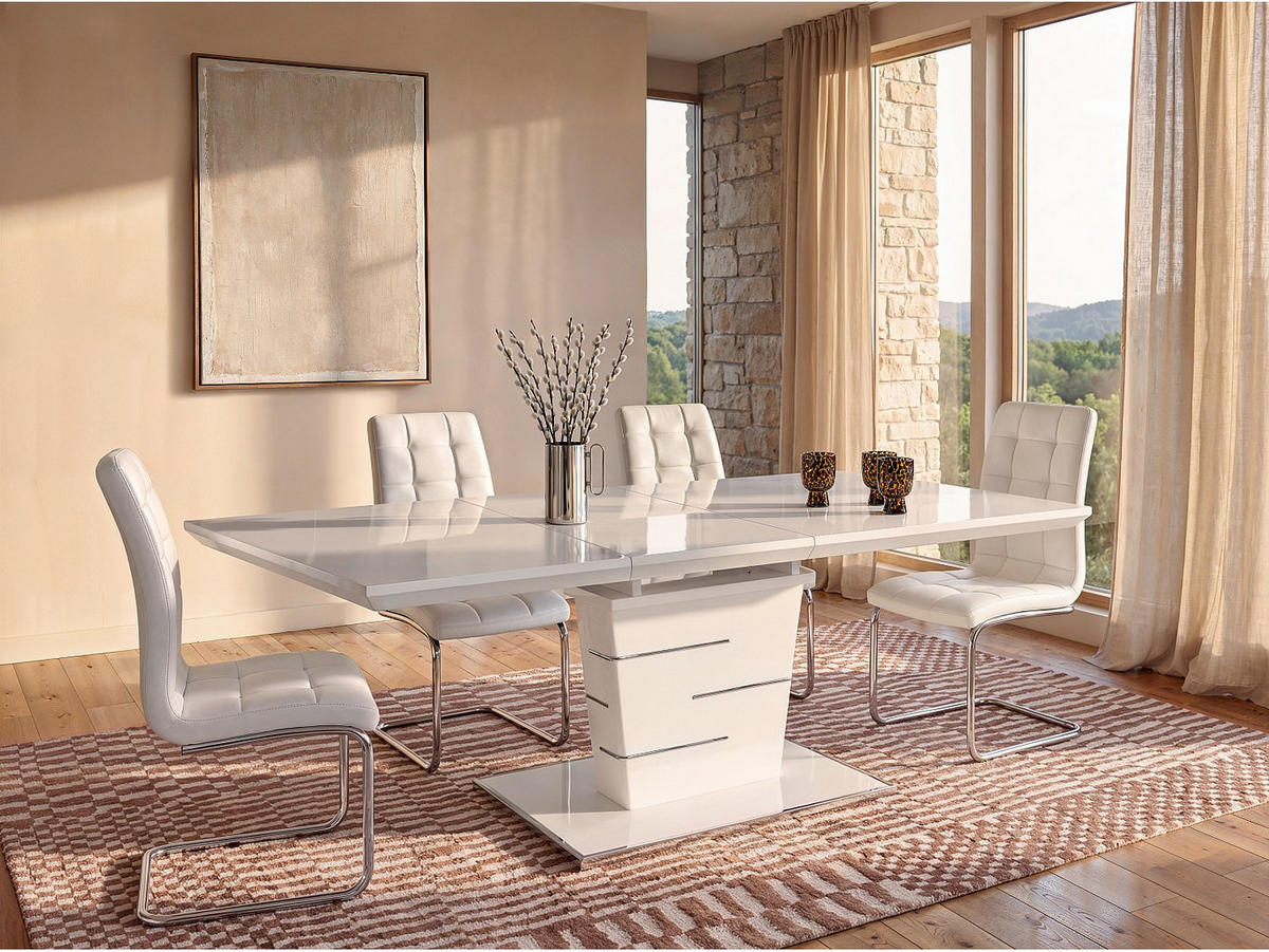 ESSTISCH - 6 Personen, 8 Personen - holz - weiß Amelle - Weiß, Holz (90/160/76cm) - Vente-Unique