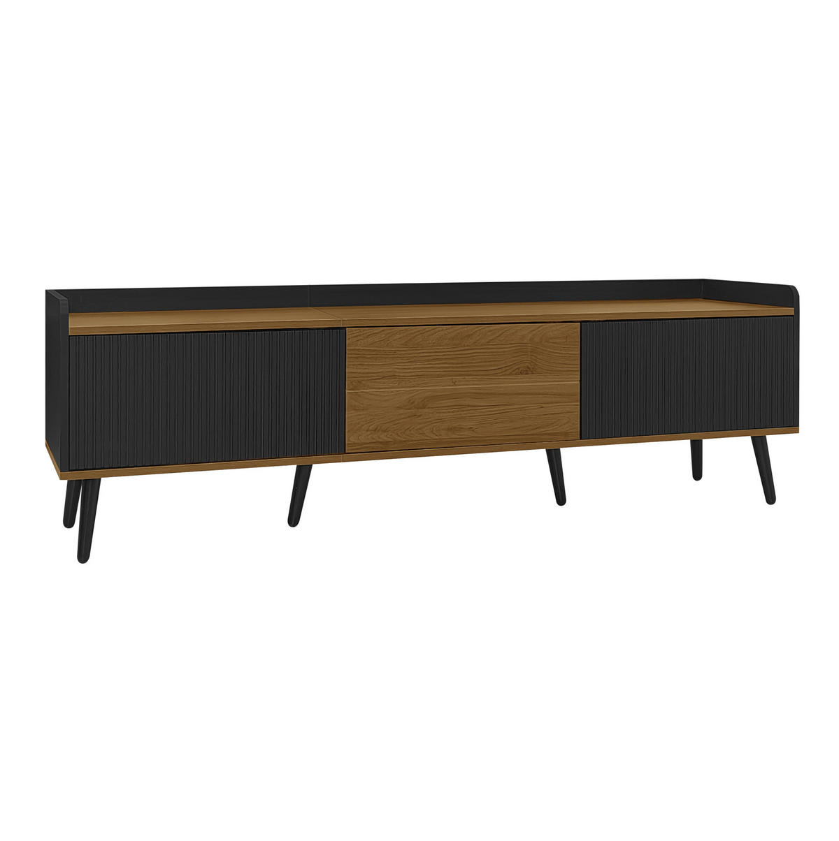 TV-LOWBOARD 160/39/49,5 cm mit 3 Türen in Schwarz/Natur - Schwarz, Holzwerkstoff (160/49.5/39cm) - BEAOK
