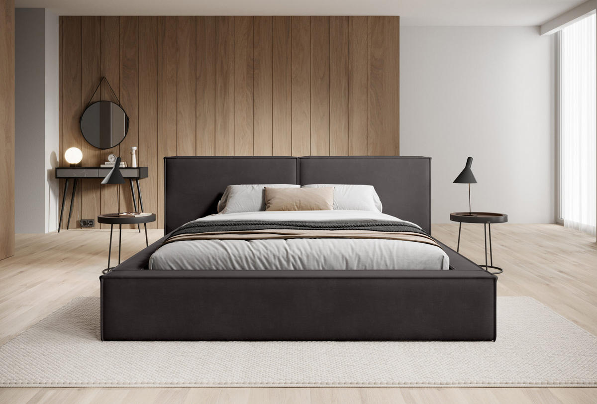 POLSTERBETT Doppelbett Lopra Betkasten 200x200 Dunkelgrau - Dunkelgrau, Holz/Textil (200/200cm) - Fedve