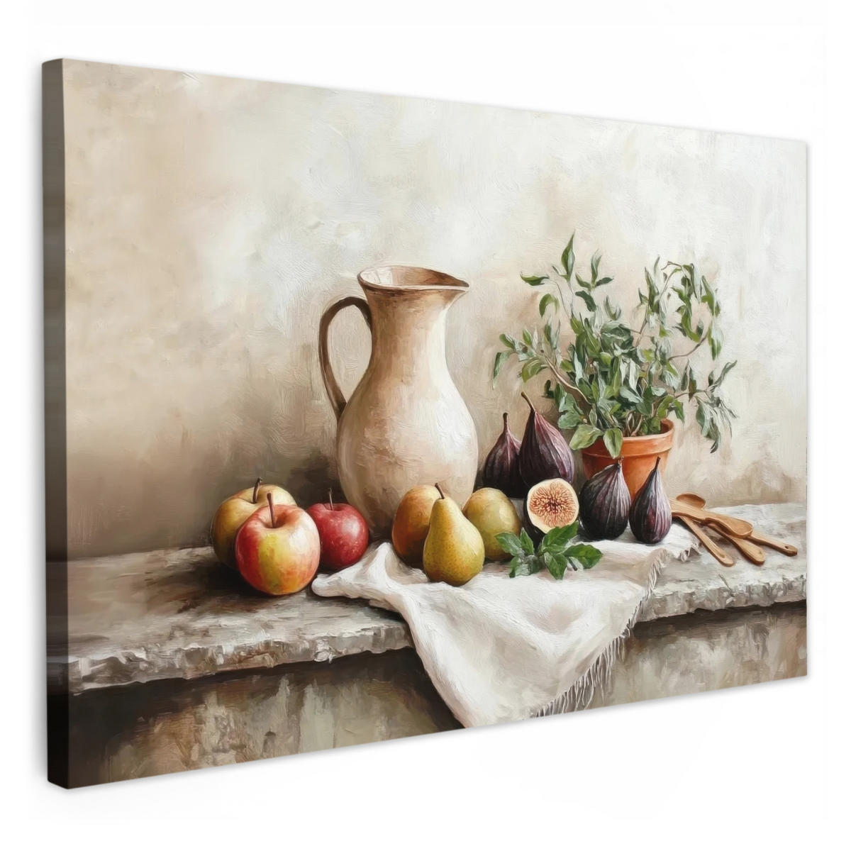 LEINWANDBILD Obst - Kräuter - Ländlich Wohnzimmer 120x80 cm - Naturfarben, Textil (120/80cm) - MuchoWow