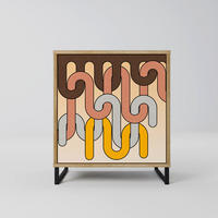 SIDEBOARD COLORFUL STRINGS, Eichefarben, 57,5x42x67,5 cm, Schwarze Metall-Rahmenfüße - Eichefarben/Multicolor, Holzwerkstoff/Metall (57.5/67.5/42cm) - SpaceRebels