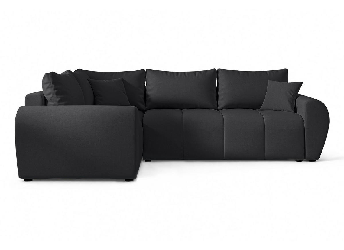 ECKSOFA L Form Malatya MAX Schwarz 246/145/80 cm stilvolle mit Schlaffunktion L - Schwarz, Kunststoff/Textil (175/235cm) - AX Living