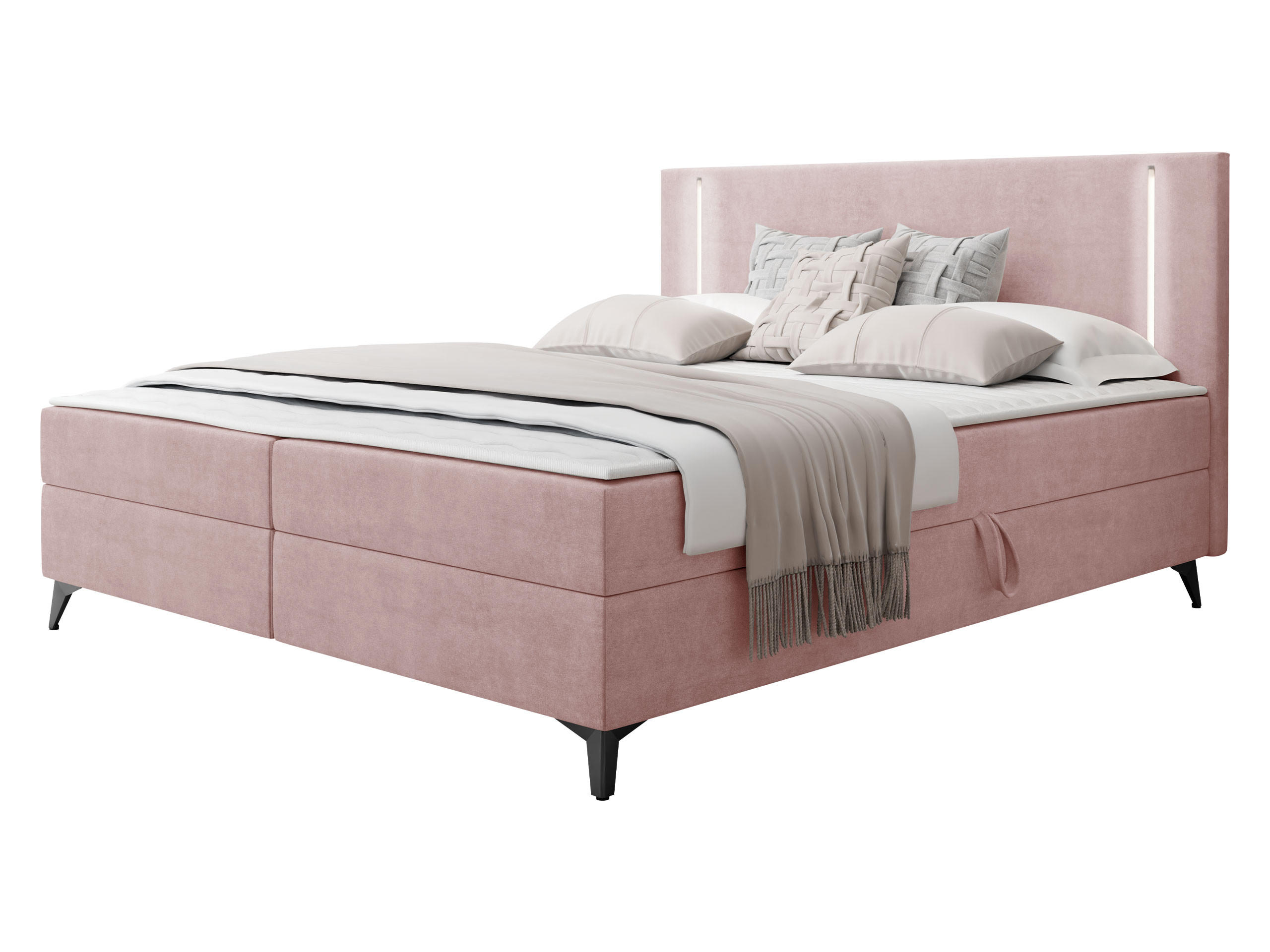 BOXBETT Ono 2 - Schwarz/Rosa, Holz/Textil (200/200cm) - MIRJAN24