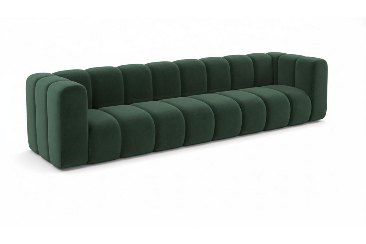 COUCH, Viersitzer-Sofa Grand, Veloursstoff Salvador, Grün - Grün, Holz (290/70/93cm) - Kaiser Möbel