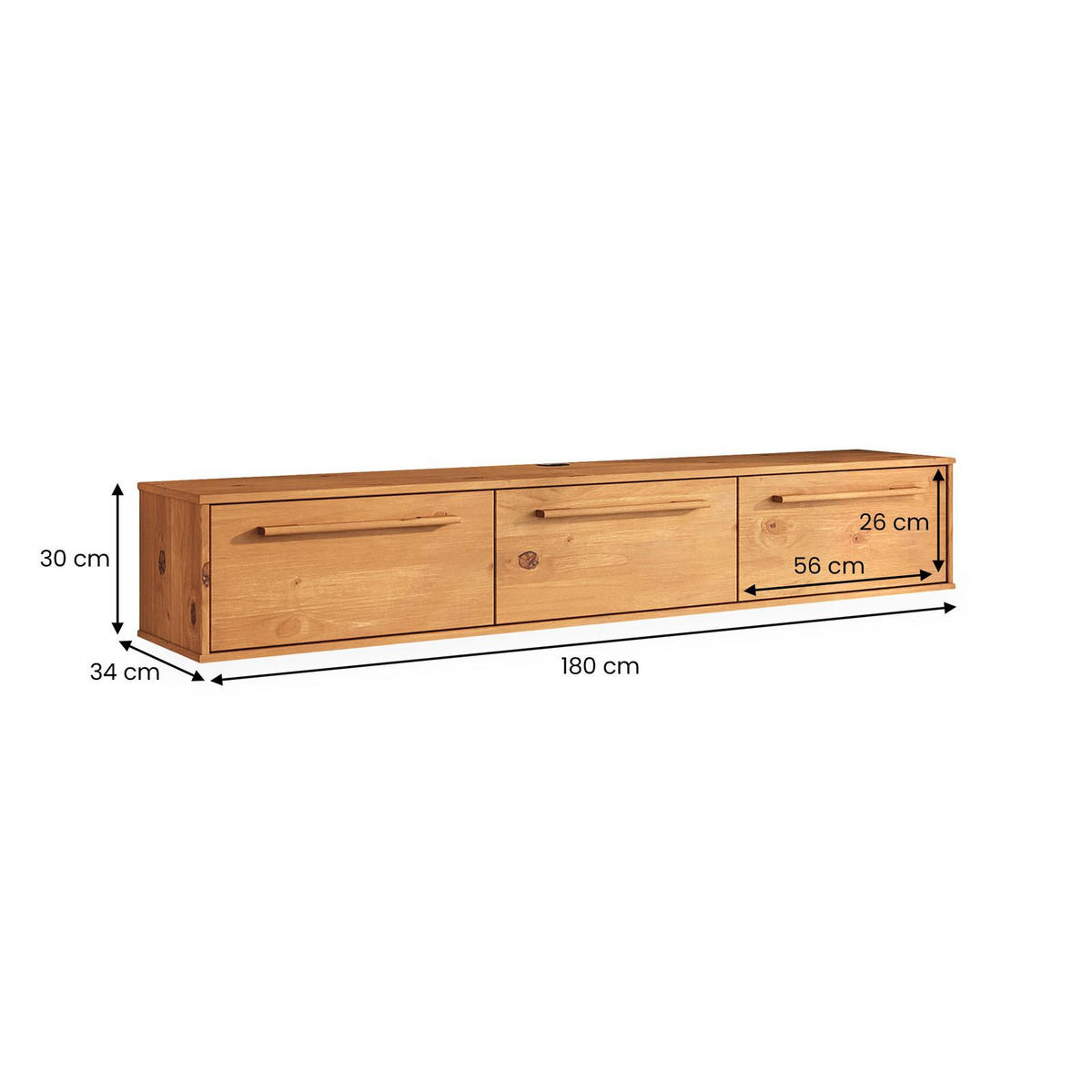 LOWBOARD TECCA - Eichefarben, Holz (180/30/34cm) - IDIMEX