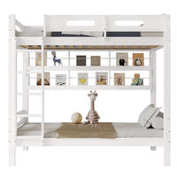 ETAGENBETT 90/200 cm weiß und natur aus Massivholz mit Regal und 5-stufiger Leiter - Weiß, Holz (90/200cm) - OKWISH