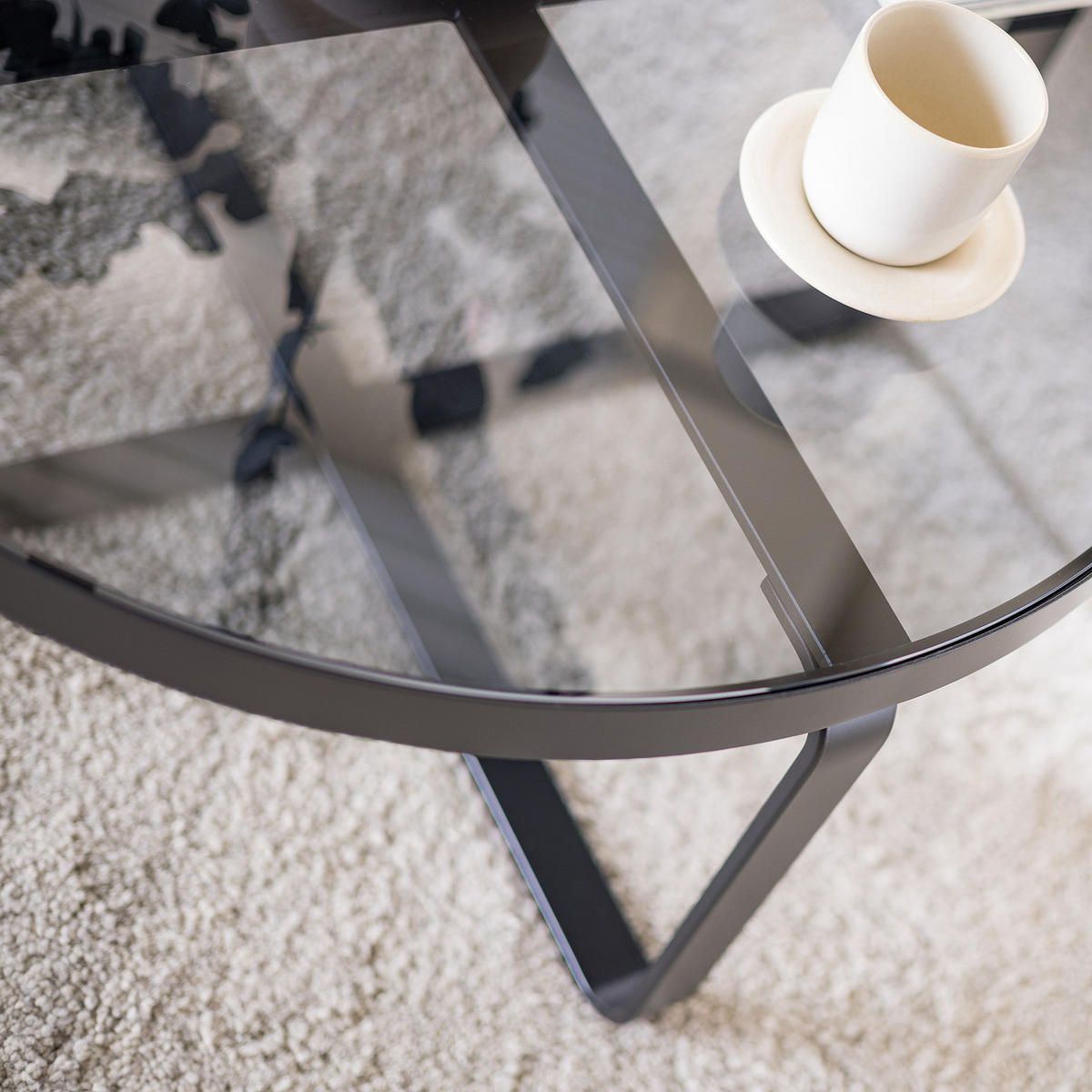 COUCHTISCH - Glas / Metall - Grau / Schwarz - Schwarz/Grau, Glas/Metall (80/80/40cm) - home24