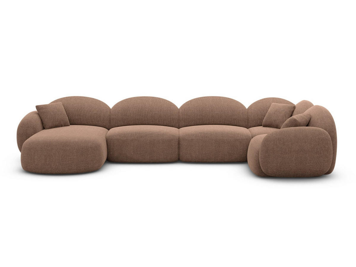 WOHNLANDSCHAFT Mirello U-Form Braun Strukturstoff - Braun, Textil (333/77/193cm)