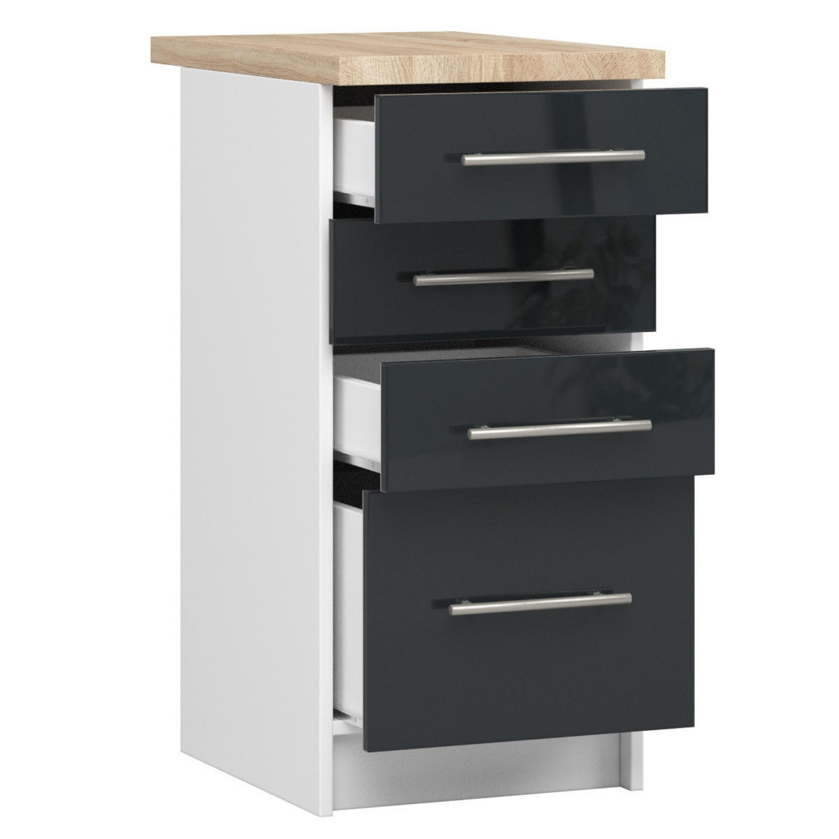 UNTERSCHRANK Weiß, Graphit Glanz 85/40/46 - Weiß, Holzwerkstoff (40/85/46cm) - RAUMHIRSCH FURNITURE