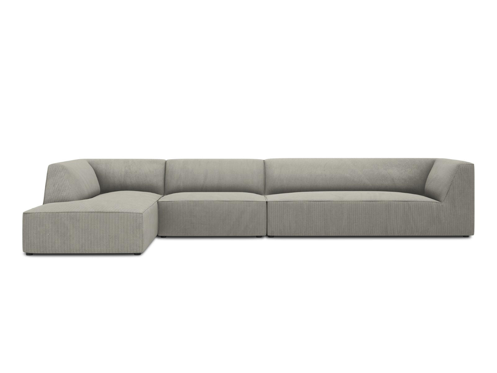 ECKSOFA links Ruby aus Cord hellgrau 5 Sitzplätze - Hellgrau, Textil (180/366cm) - Micadoni