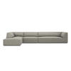 ECKSOFA links Ruby aus Cord hellgrau 5 Sitzplätze - Hellgrau, Textil (180/366cm) - Micadoni
