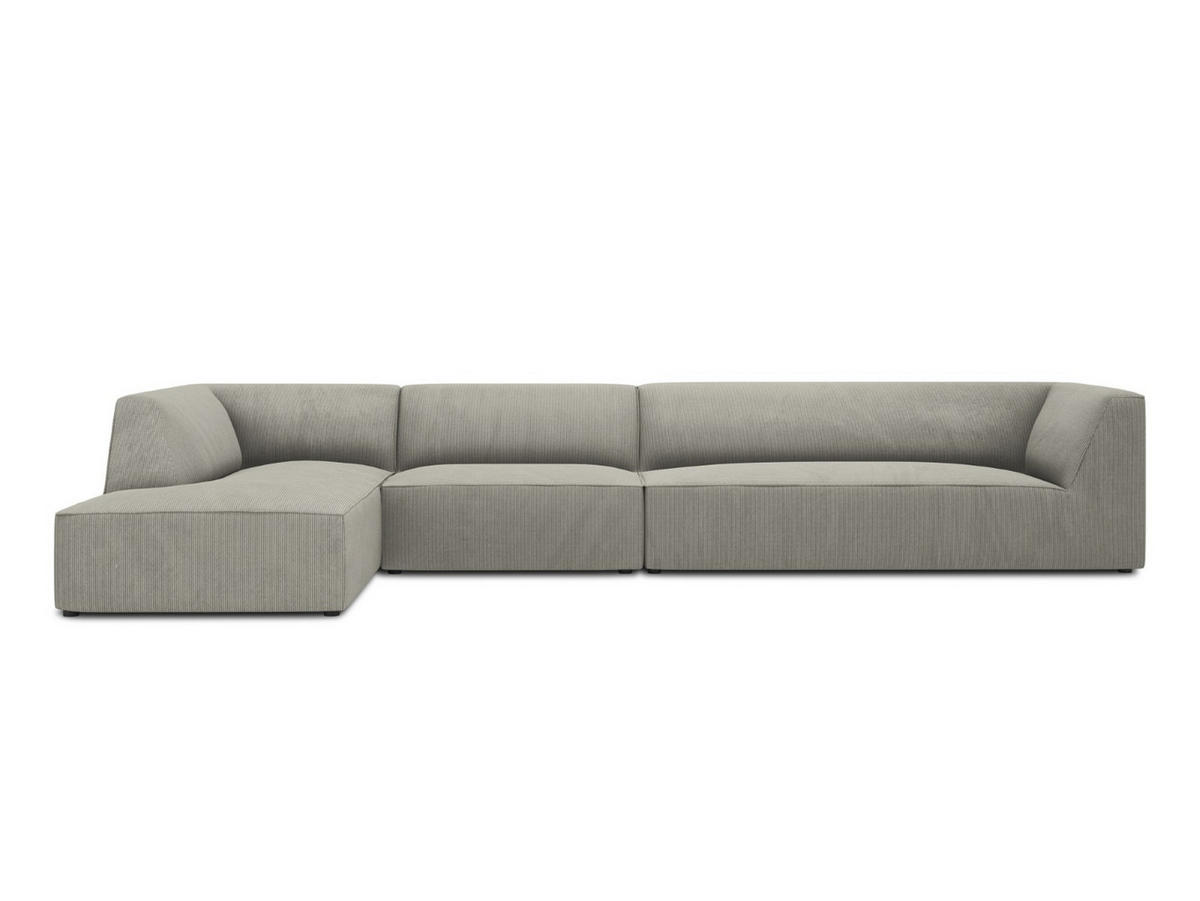 ECKSOFA links Ruby aus Cord hellgrau 5 Sitzplätze - Hellgrau, Textil (180/366cm) - Micadoni