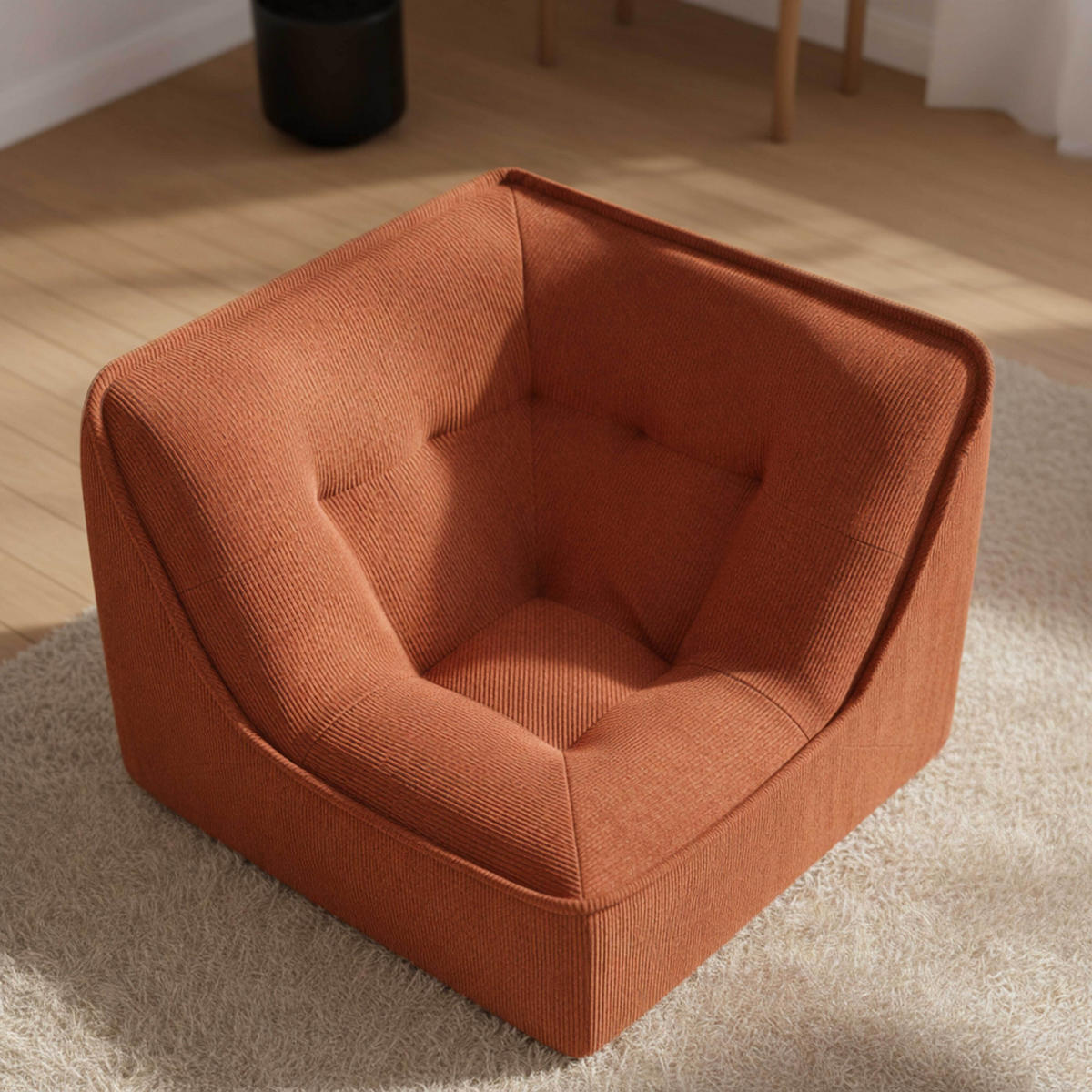 ECKSESSEL, Terrakotta - Rot, Textil (90/70/90cm) - Oviala