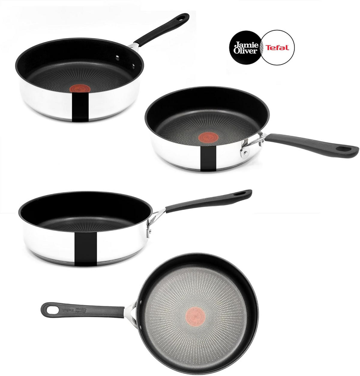 PFANNENSET Jamie Oliver Silber 3-Teilig - Silberfarben, Keramik/Metall - Tefal