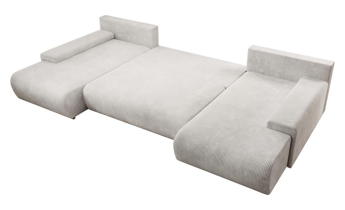 ECKSOFA Credo mit Schlaffunktion und Bettkasten, Couch U-Form, 348x81x185 cm, Beige - Beige, Holz (348/170cm) - PROMETO Möbel