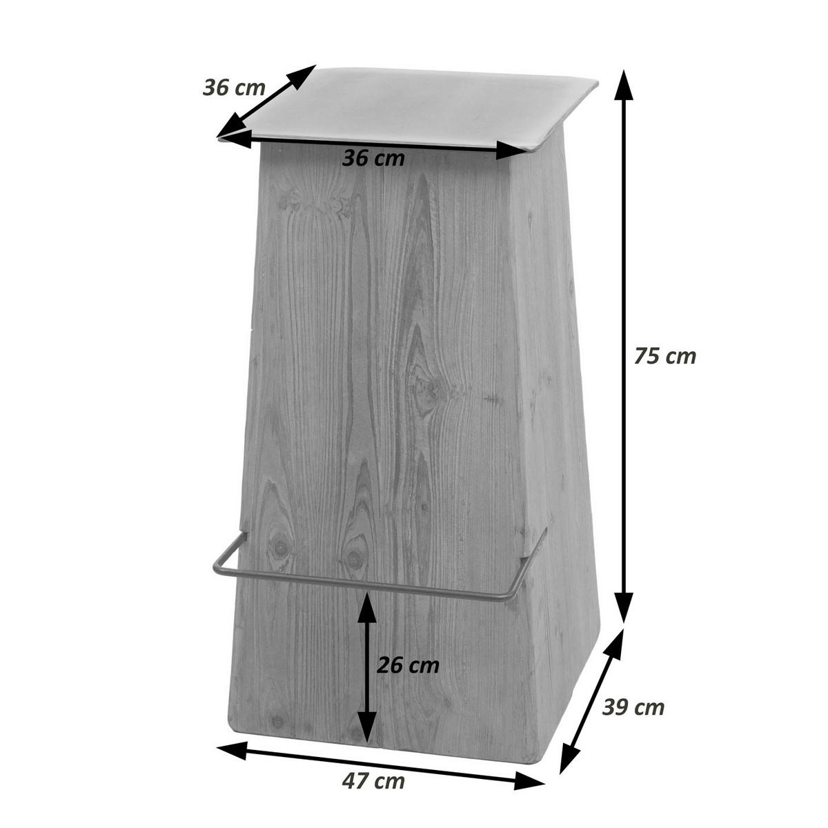 BARHOCKER Braun, Grau - Braun/Grau, Holz (47/75/39cm) - MCW