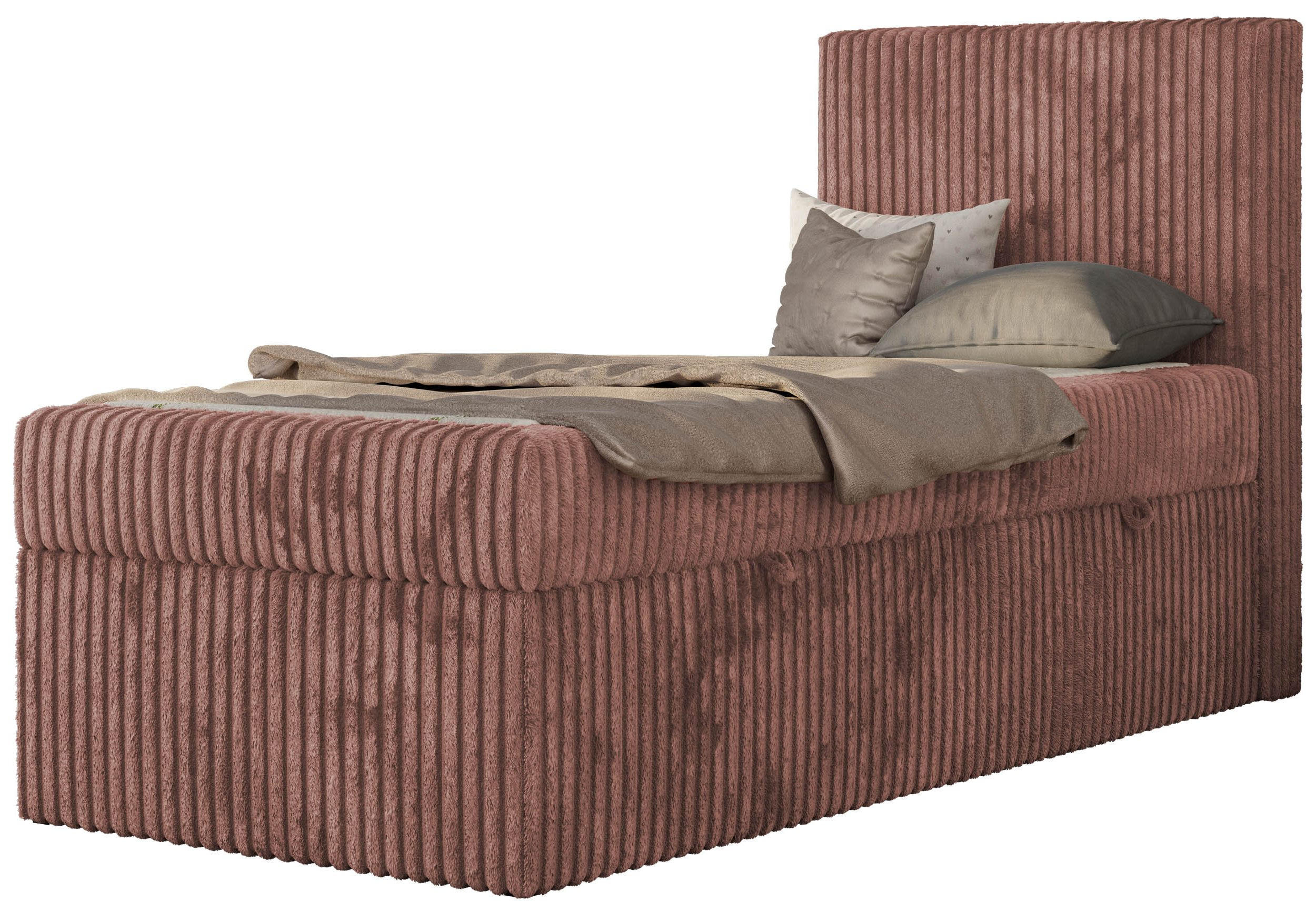 JUGENDBETT TILIO 90/200 - Rosa - H4 - Rechts Seite - Rosa, Textil (90/200cm) - MKS