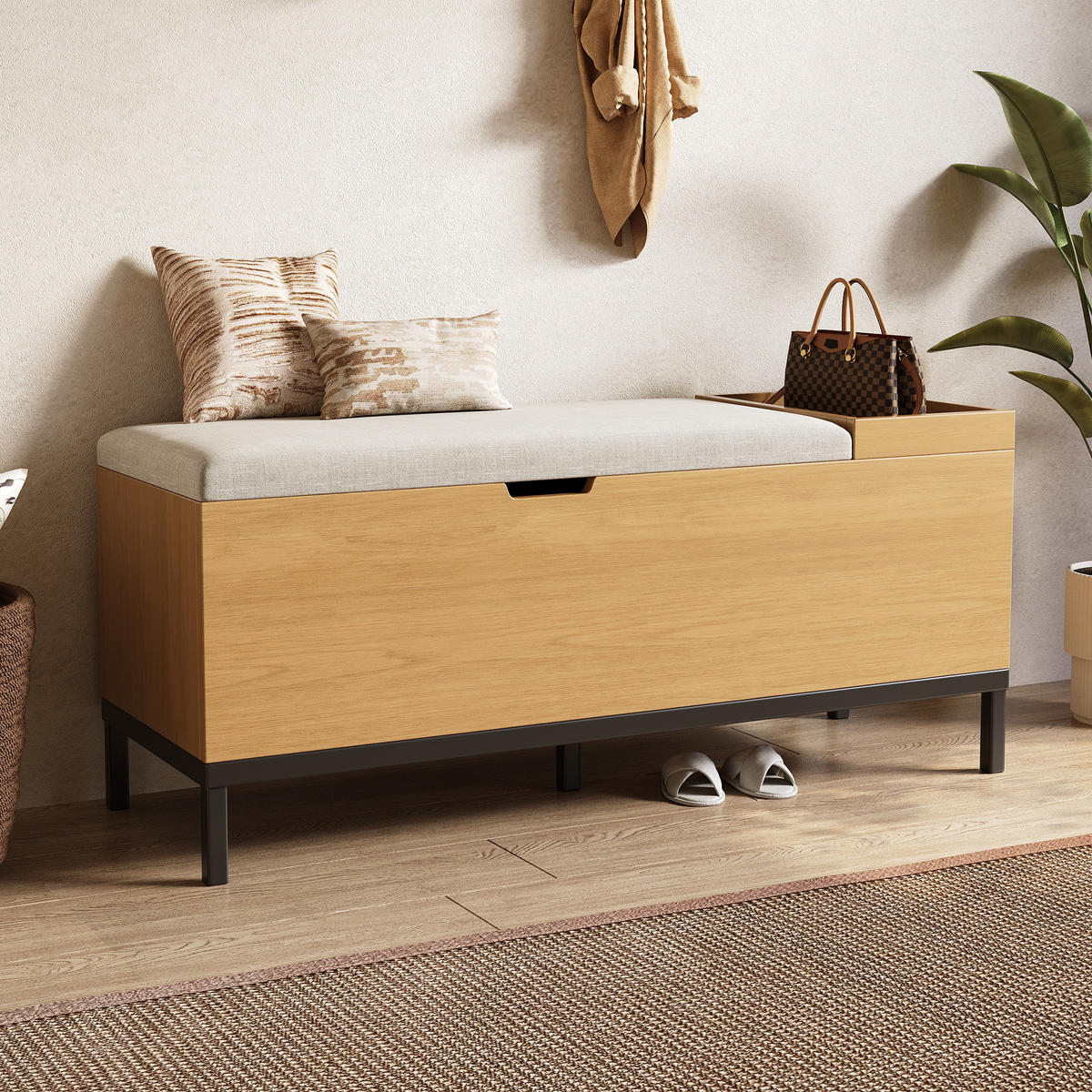 SCHUHBANK Aufbewahrung Sitz natural 115x40x49.5cm - Naturfarben, Holzwerkstoff (40/49.5/115cm) - FLIEKS