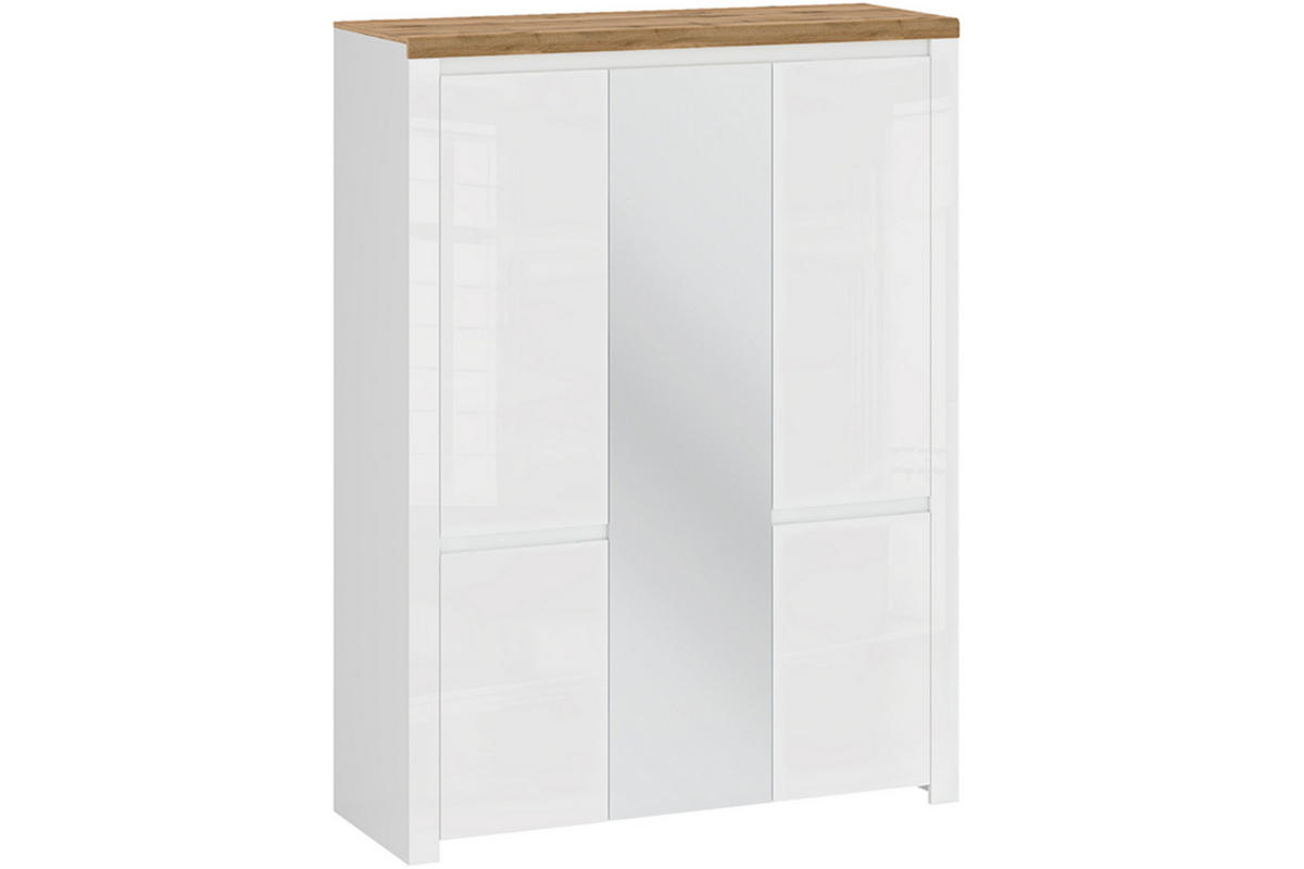 KLEIDERSCHRANK DAMINO mit Türen und Kleiderstange, weiß - Eiche Wotan/Weiß, Holz (151/202/56cm) - KONSIMO®