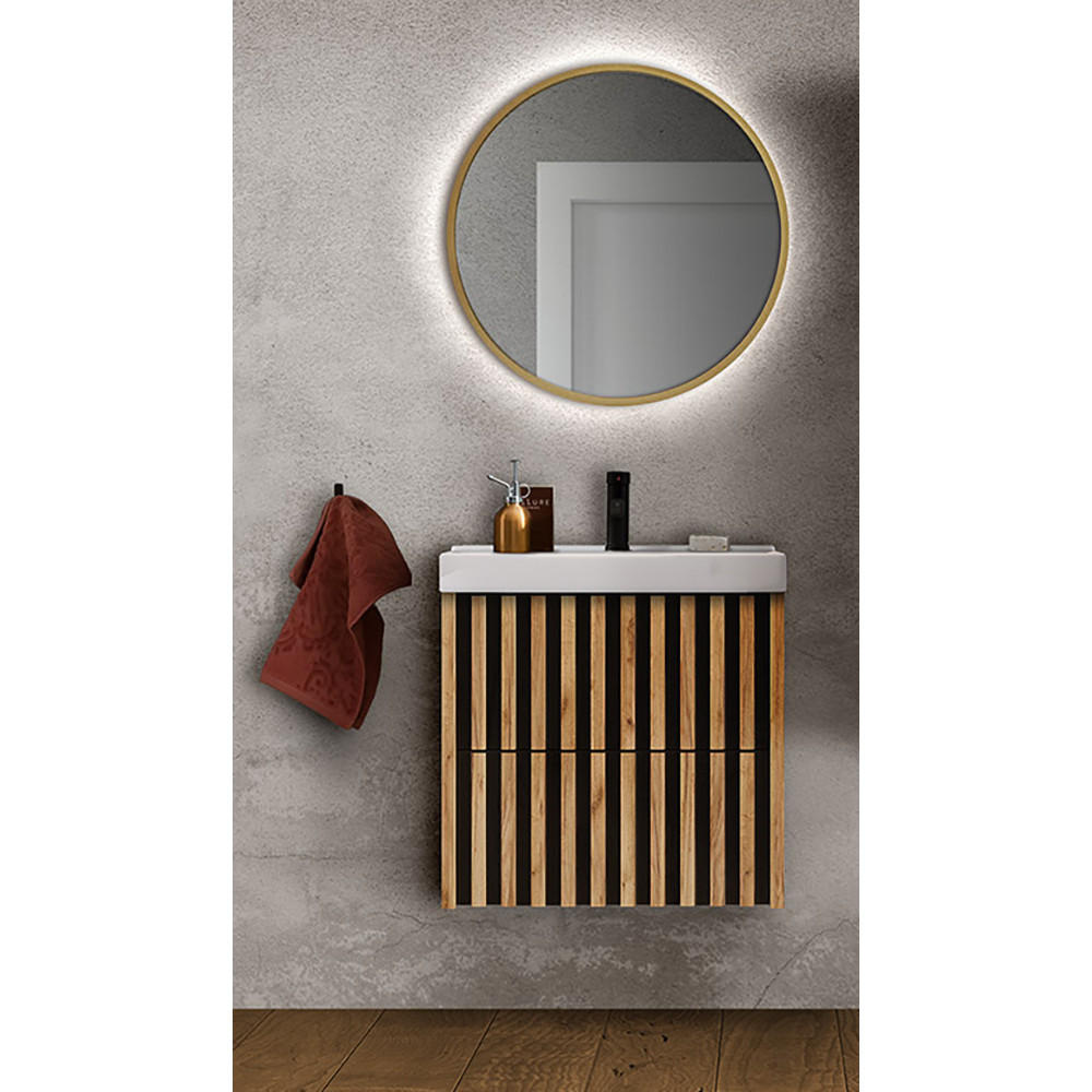 BADMÖBEL-SET 2-TLG. Lucca-107 - Braun, Holzwerkstoff (61/200/46cm) - Lomado