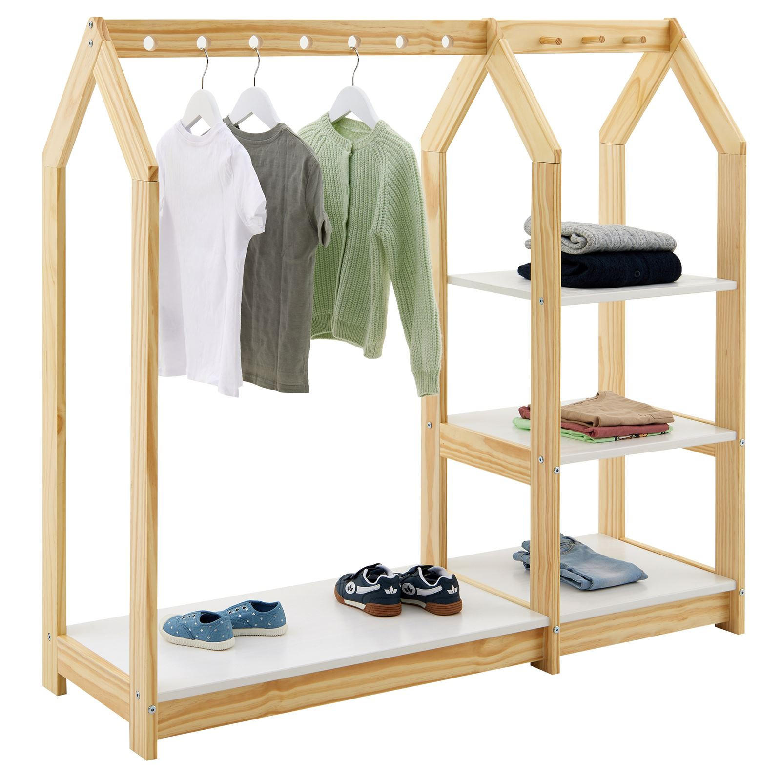 KLEIDERSTÄNDER SALLY - Naturfarben/Weiß, Holz (120/118/42cm) - IDIMEX