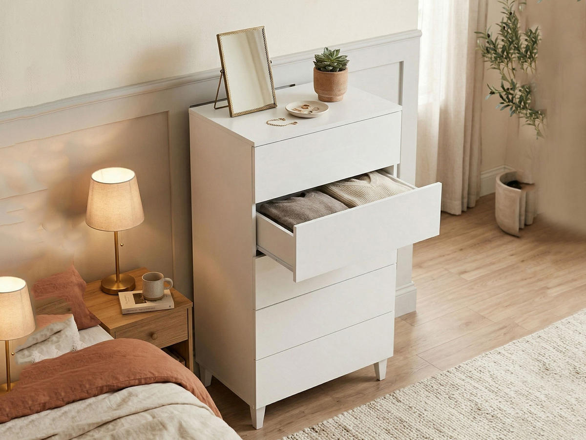 KOMMODE Weiß 40/61/117 cm - Weiß, Holzwerkstoff (61/117/40cm) - DMORA
