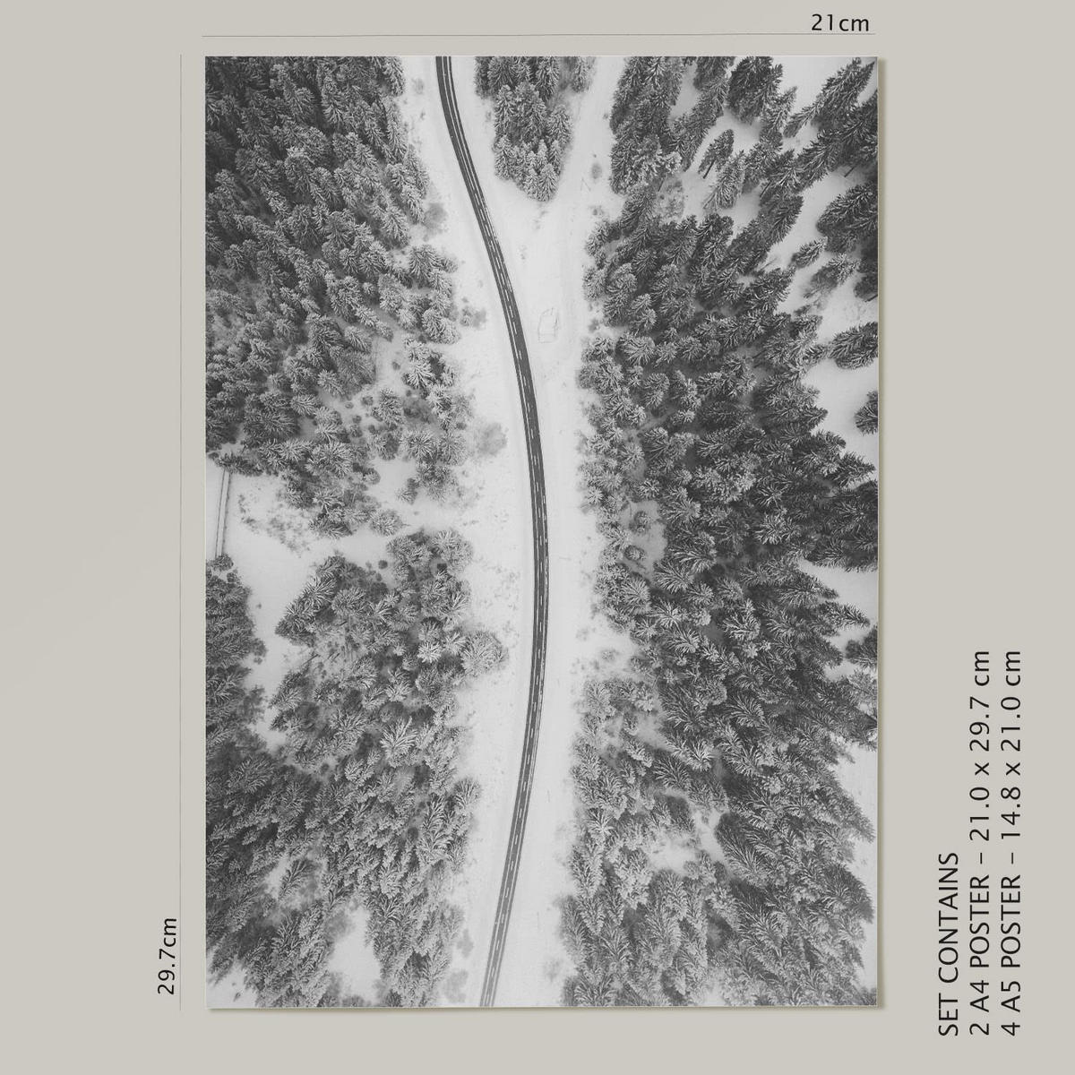 POSTER Set Mit 6 Schwarzweiß Berg Wandbild A3 & A4 Rahmenlos - Klar, Papier (29/3cm) - Nacnic