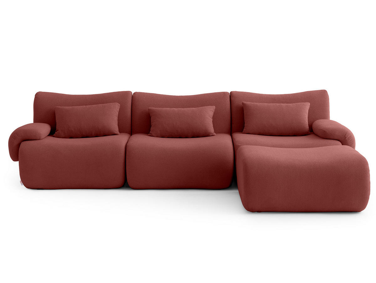 ECKSOFA Bouclé-Stoff Terrakotta-Rot - Terracotta, Textil (281/190cm) - MILYsofa