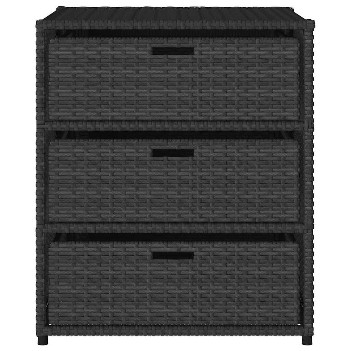 GARTENSCHRANK Schwarz 55/59/69 Cm Poly Rattan - Schwarz, Kunststoff (55/69/59cm) - vidaXL
